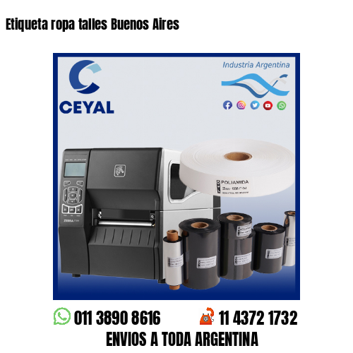 Etiqueta ropa talles Buenos Aires