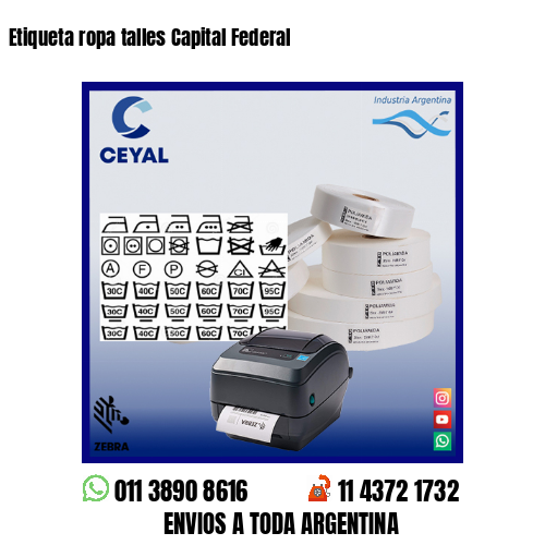 Etiqueta ropa talles Capital Federal