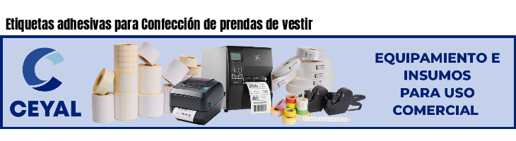 Etiquetas adhesivas para Confección de prendas de vestir