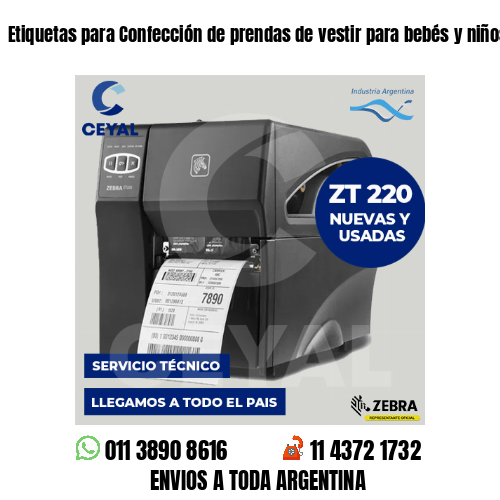 Etiquetas para Confección de prendas de vestir para bebés y niños