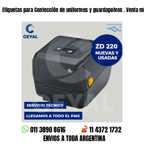 Etiquetas para Confección de uniformes y guardapolvos . Venta minorista