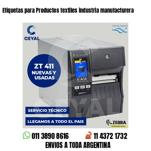 Etiquetas para Productos textiles industria manufacturera