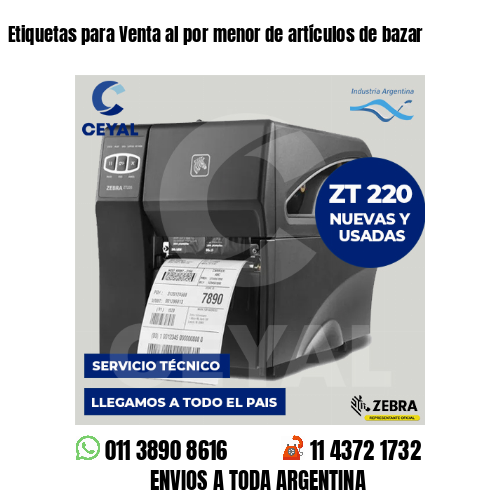 Etiquetas para Venta al por menor de artículos de bazar