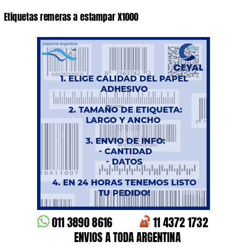 Etiquetas remeras a estampar X1000