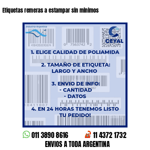 Etiquetas remeras a estampar sin minimos