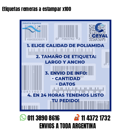 Etiquetas remeras a estampar x100
