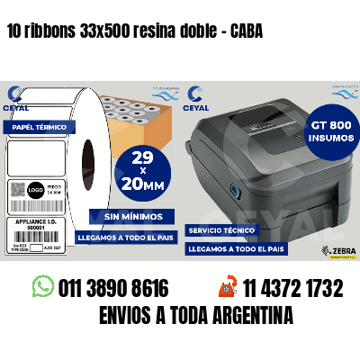 10 ribbons 33x500 resina doble - CABA
