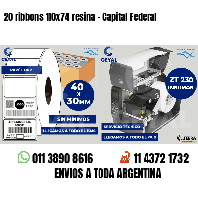 20 ribbons 110x74 resina - Capital Federal