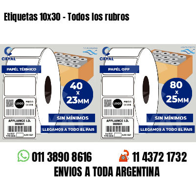 Etiquetas 10x30 - Todos los rubros