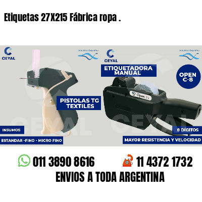 Etiquetas 27X215 Fábrica ropa .