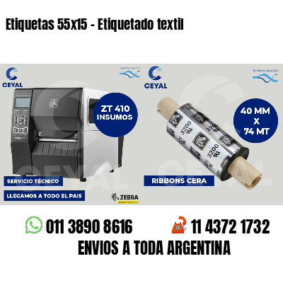 Etiquetas 55x15 - Etiquetado textil