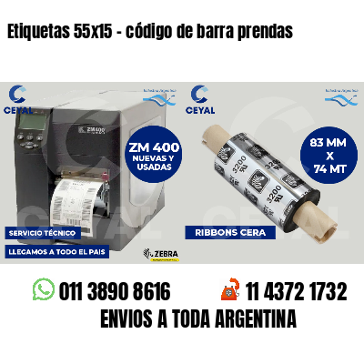 Etiquetas 55x15 - código de barra prendas