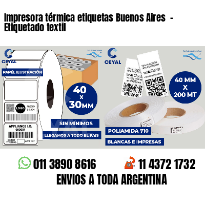 Impresora térmica etiquetas Buenos Aires  - Etiquetado textil