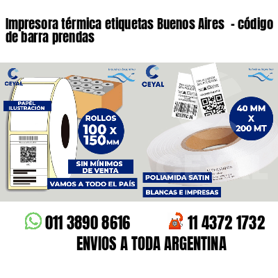 Impresora térmica etiquetas Buenos Aires  - código de barra prendas