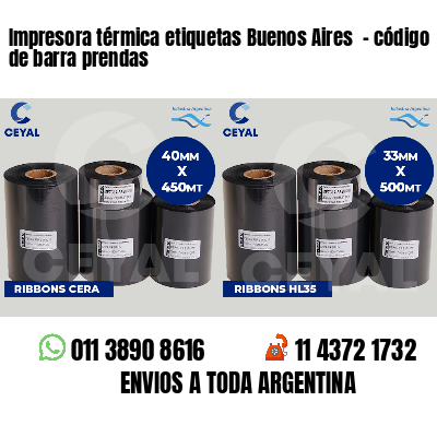 Impresora térmica etiquetas Buenos Aires - código de barra prendas