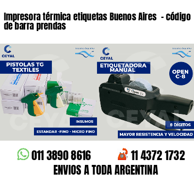 Impresora térmica etiquetas Buenos Aires  - código de barra prendas