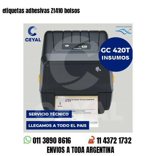 etiquetas adhesivas Zt410 bolsos