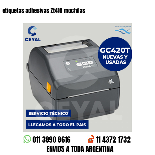 etiquetas adhesivas Zt410 mochilas