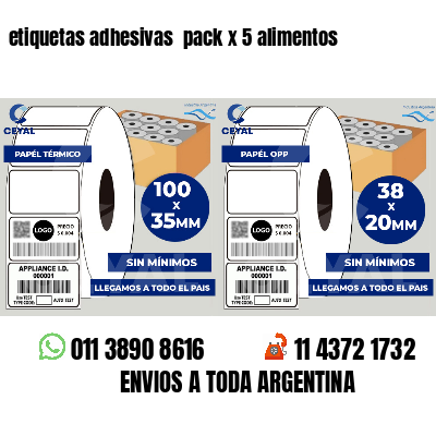 etiquetas adhesivas  pack x 5 alimentos
