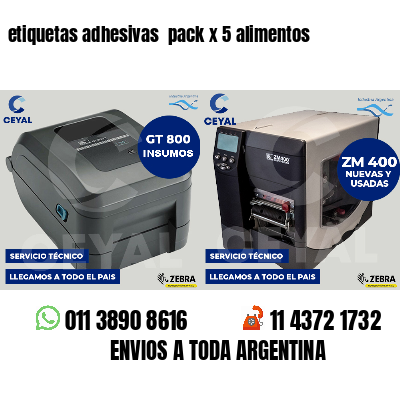 etiquetas adhesivas  pack x 5 alimentos