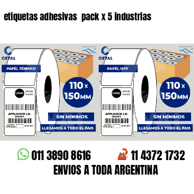 etiquetas adhesivas  pack x 5 industrias