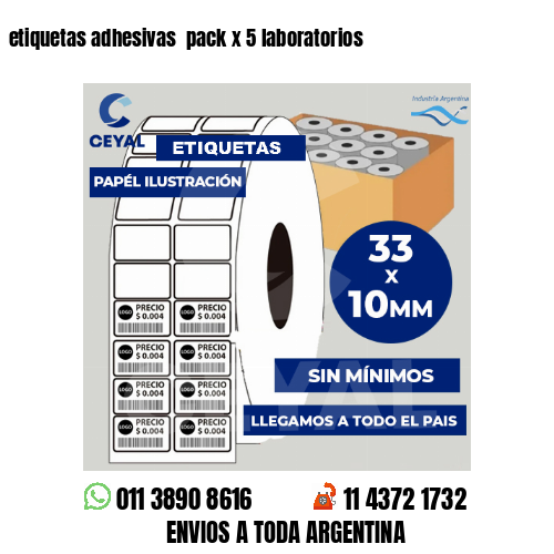 etiquetas adhesivas  pack x 5 laboratorios
