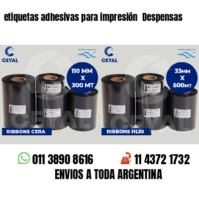 etiquetas adhesivas para impresión Despensas