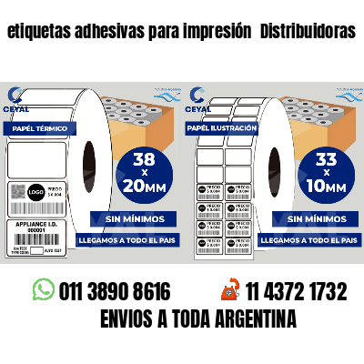 etiquetas adhesivas para impresión  Distribuidoras