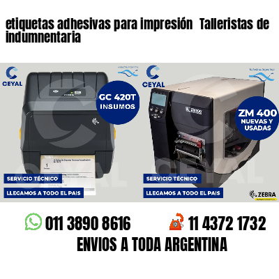 etiquetas adhesivas para impresión  Talleristas de indumnentaria