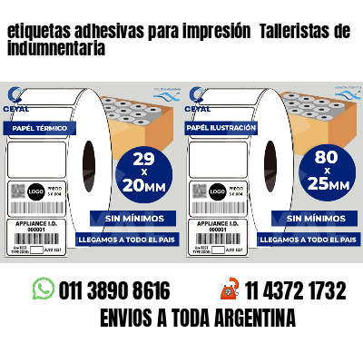 etiquetas adhesivas para impresión  Talleristas de indumnentaria