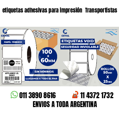 etiquetas adhesivas para impresión  Transportistas
