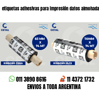 etiquetas adhesivas para impresión datos almohadas