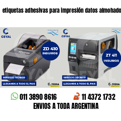 etiquetas adhesivas para impresión datos almohadones