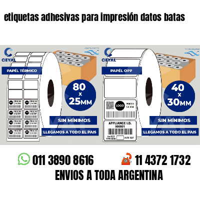 etiquetas adhesivas para impresión datos batas
