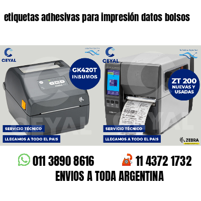 etiquetas adhesivas para impresión datos bolsos