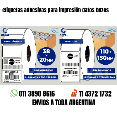etiquetas adhesivas para impresión datos buzos