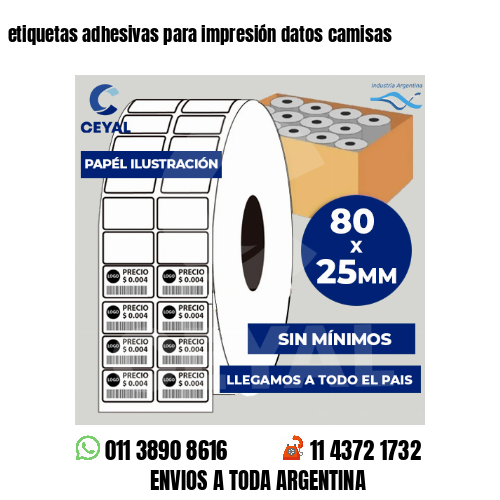 etiquetas adhesivas para impresión datos camisas