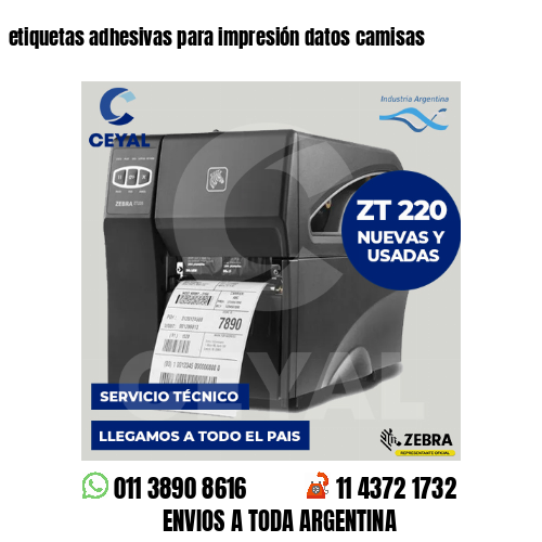 etiquetas adhesivas para impresión datos camisas