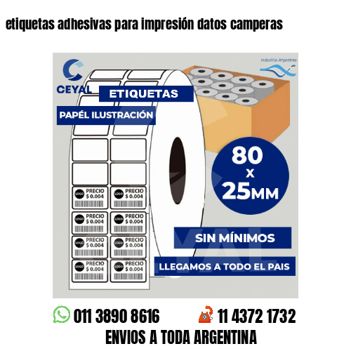 etiquetas adhesivas para impresión datos camperas