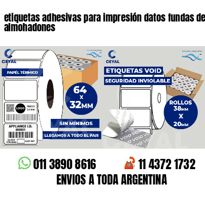 etiquetas adhesivas para impresión datos fundas de almohadones
