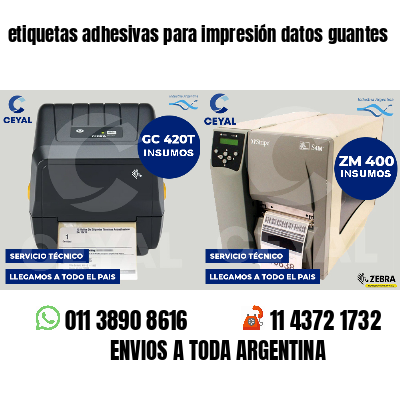 etiquetas adhesivas para impresión datos guantes