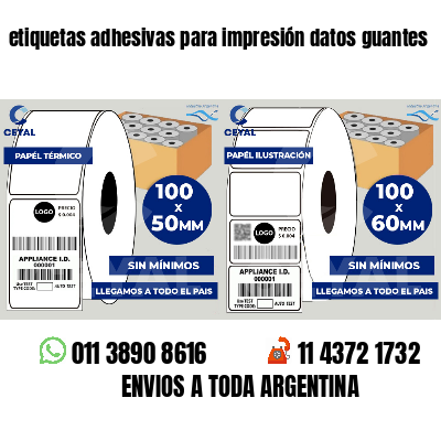 etiquetas adhesivas para impresión datos guantes