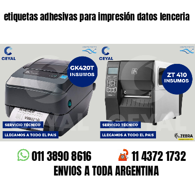 etiquetas adhesivas para impresión datos lenceria