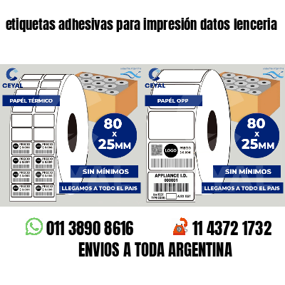 etiquetas adhesivas para impresión datos lenceria