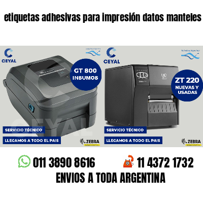 etiquetas adhesivas para impresión datos manteles