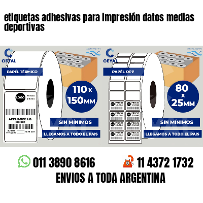 etiquetas adhesivas para impresión datos medias deportivas
