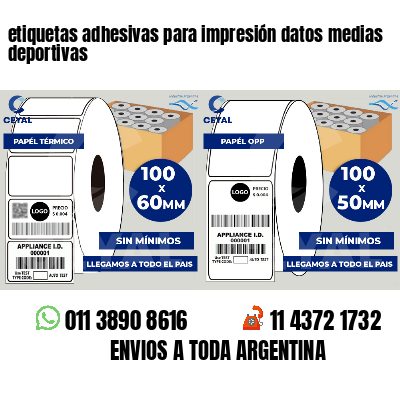 etiquetas adhesivas para impresión datos medias deportivas