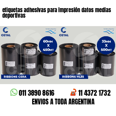 etiquetas adhesivas para impresión datos medias deportivas