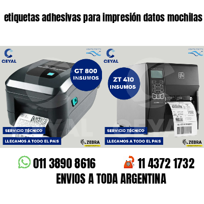 etiquetas adhesivas para impresión datos mochilas