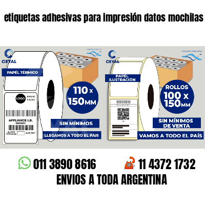 etiquetas adhesivas para impresión datos mochilas